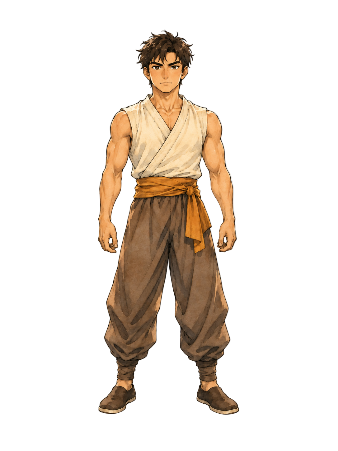 Zenkai's illustrated character wearing a white training top